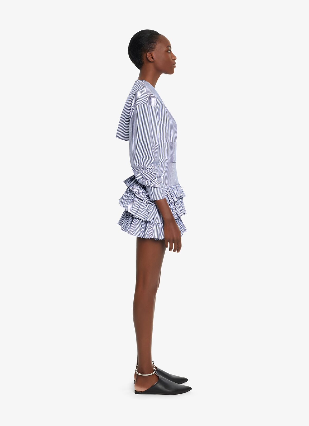 RUFFLE POPLIN MINI SKIRT ALAÏA WHITE/BLUE RUFFLE POPLIN MINI SKIRT